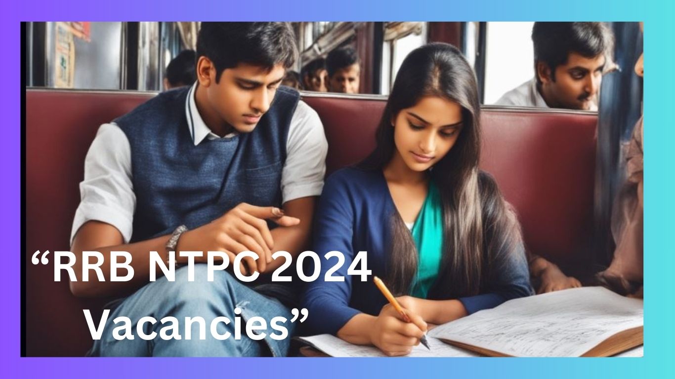 "A boy and a girl studying together, preparing for RRB NTPC 2024 vacancies by reading a book."