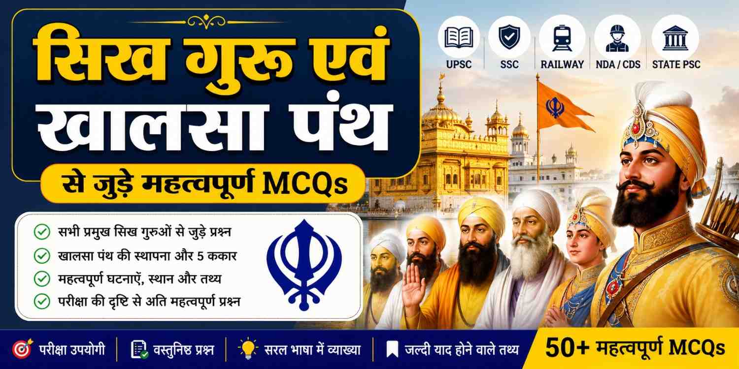 सिख गुरु और खालसा पंथ से जुड़े महत्वपूर्ण MCQs बैनर